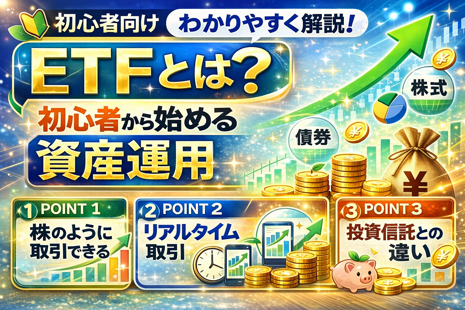 ETFとは？初心者向けに仕組みやメリットを解説する投資イメージ