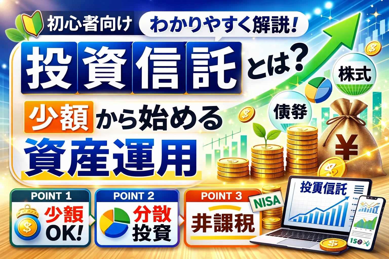投資信託とは？初心者向けに仕組みやメリットを解説する投資イメージ