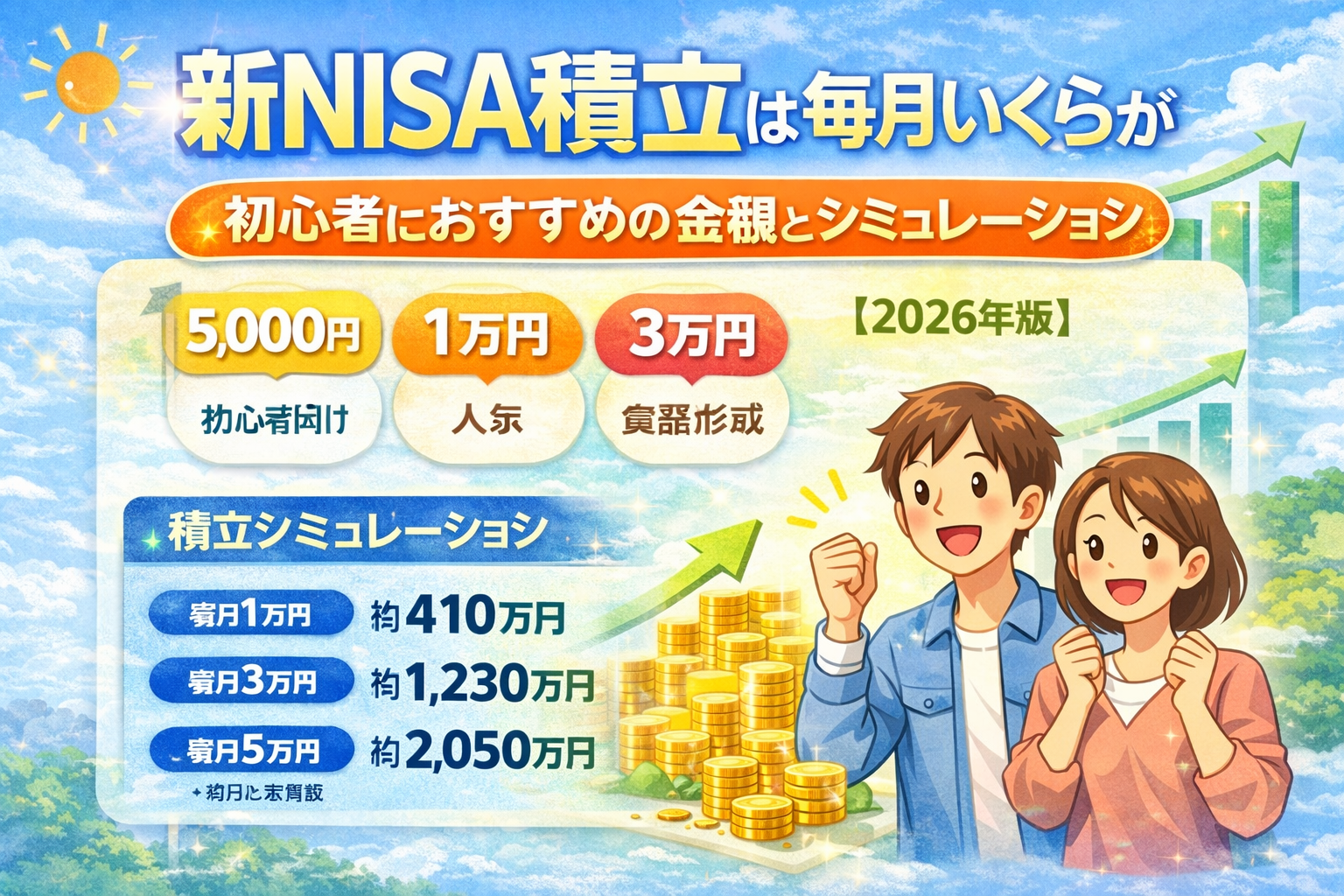 新NISAの積立は毎月いくらが理想かを解説する資産シミュレーションイメージ